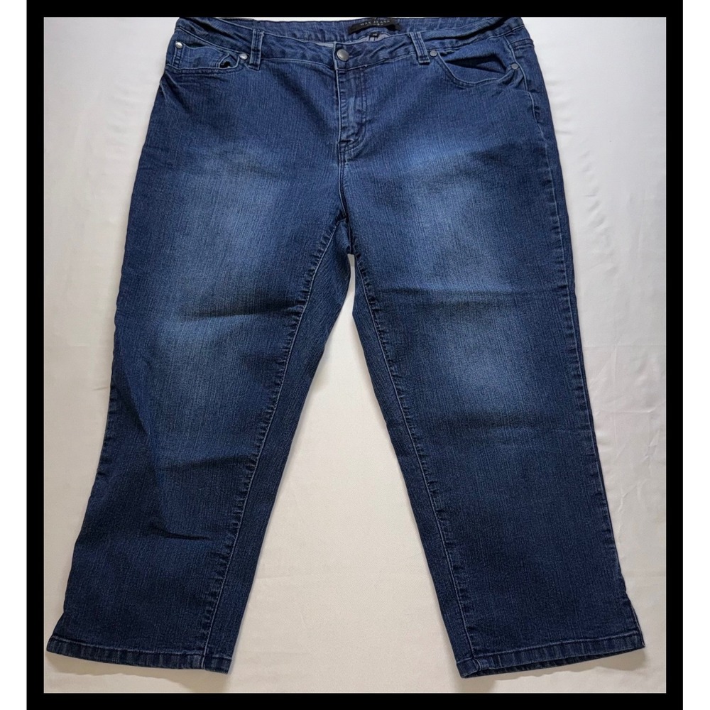 Max Jeans Crop Jeans Womens 16W Blue Denim Mid Rise Stretch Casual